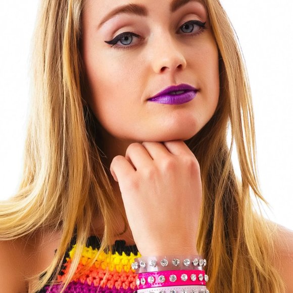 Dolls Kill crystal unicorn bracelet - rhinestones on PVC w snap closure - Picture 7 of 7